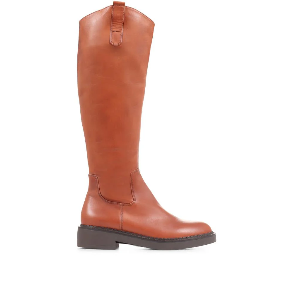 Sebastiana Leather Knee High Boots - SEBASTIANA / 322 840 - Tan - Image 3