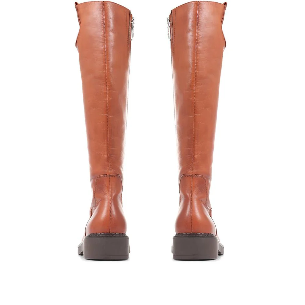 Sebastiana Leather Knee High Boots - SEBASTIANA / 322 840 - Tan - Image 4