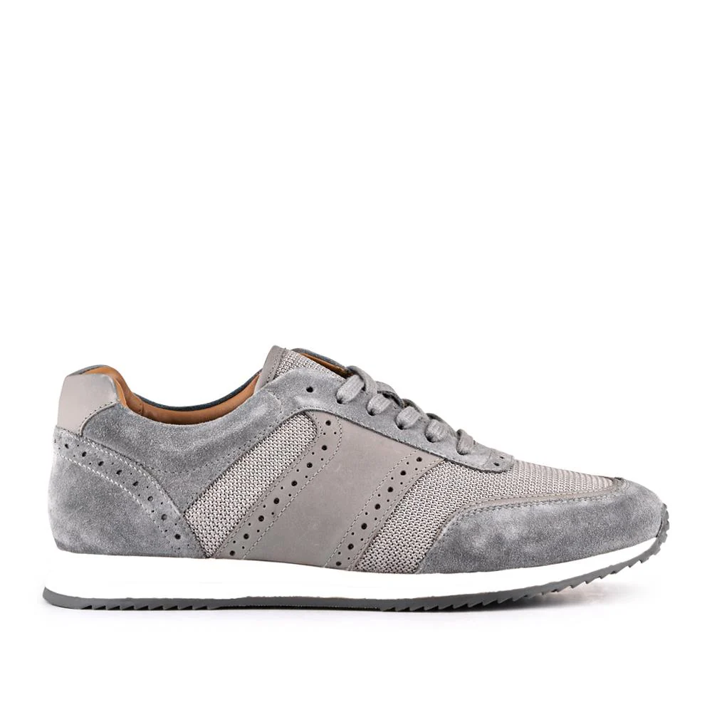 Sergio Lace-Up Leather Trainers - SERGIO / 328 071 - Grey Suede - Image 2