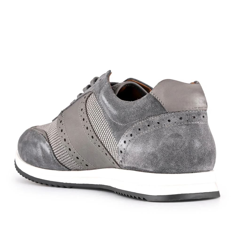 Sergio Lace-Up Leather Trainers - SERGIO / 328 071 - Grey Suede - Image 3
