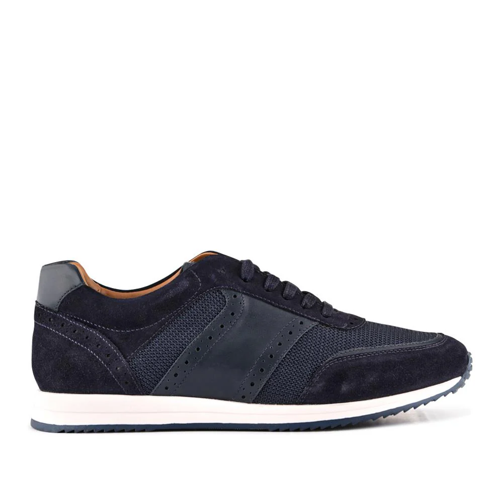 Sergio Lace-Up Leather Trainers - SERGIO / 328 071 - Navy Suede - Image 2