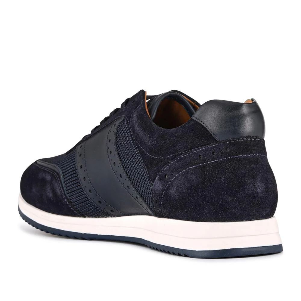 Sergio Lace-Up Leather Trainers - SERGIO / 328 071 - Navy Suede - Image 3