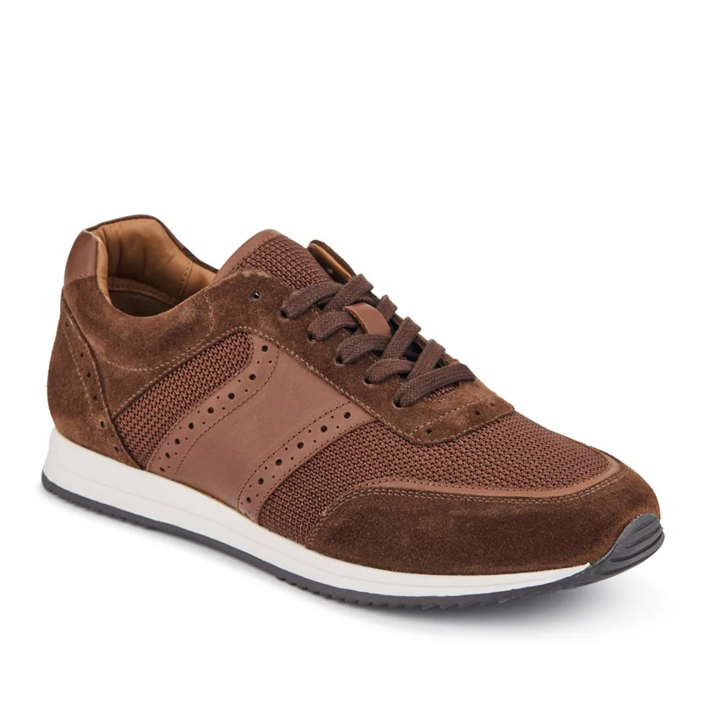 Sergio Lace-Up Leather Trainers - SERGIO / 328 071 - Brown Suede