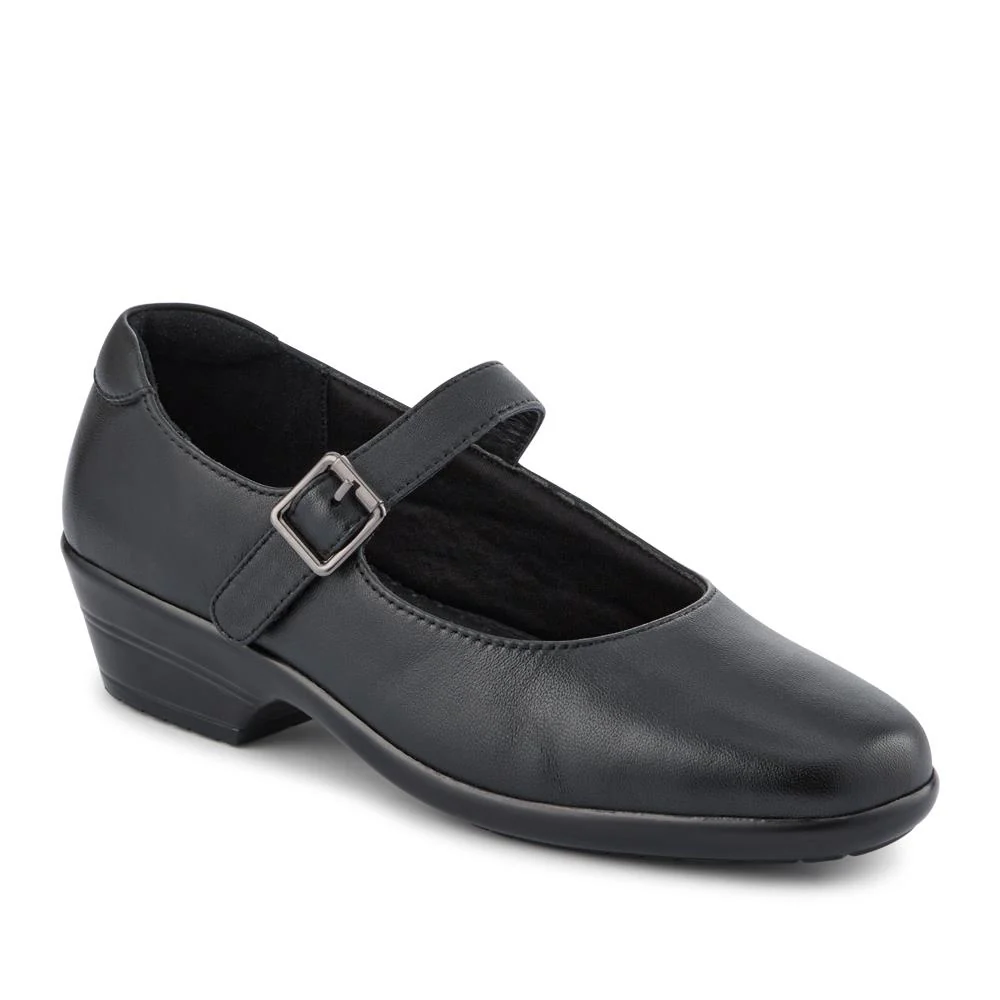 Wide Fit Leather Touch-Fasten Mary Janes - KF42017 / 328 182 - Black