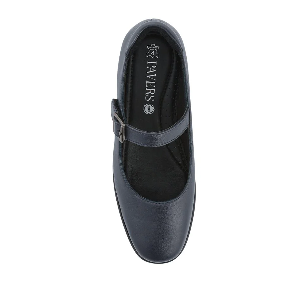 Wide Fit Leather Touch-Fasten Mary Janes - KF42017 / 328 182 - Navy - Image 4