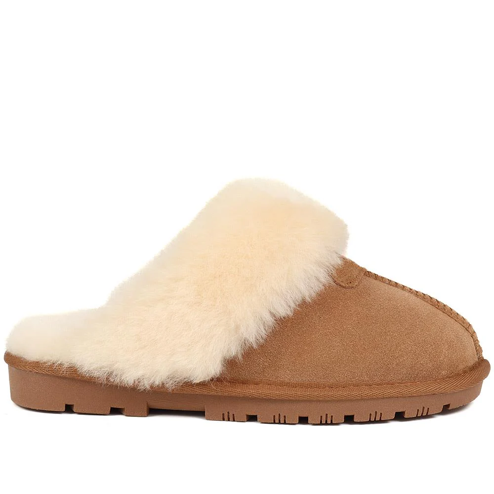 Sheepskin Lined Slippers - DUO38001 / 324 670 - Chestnut - Image 2