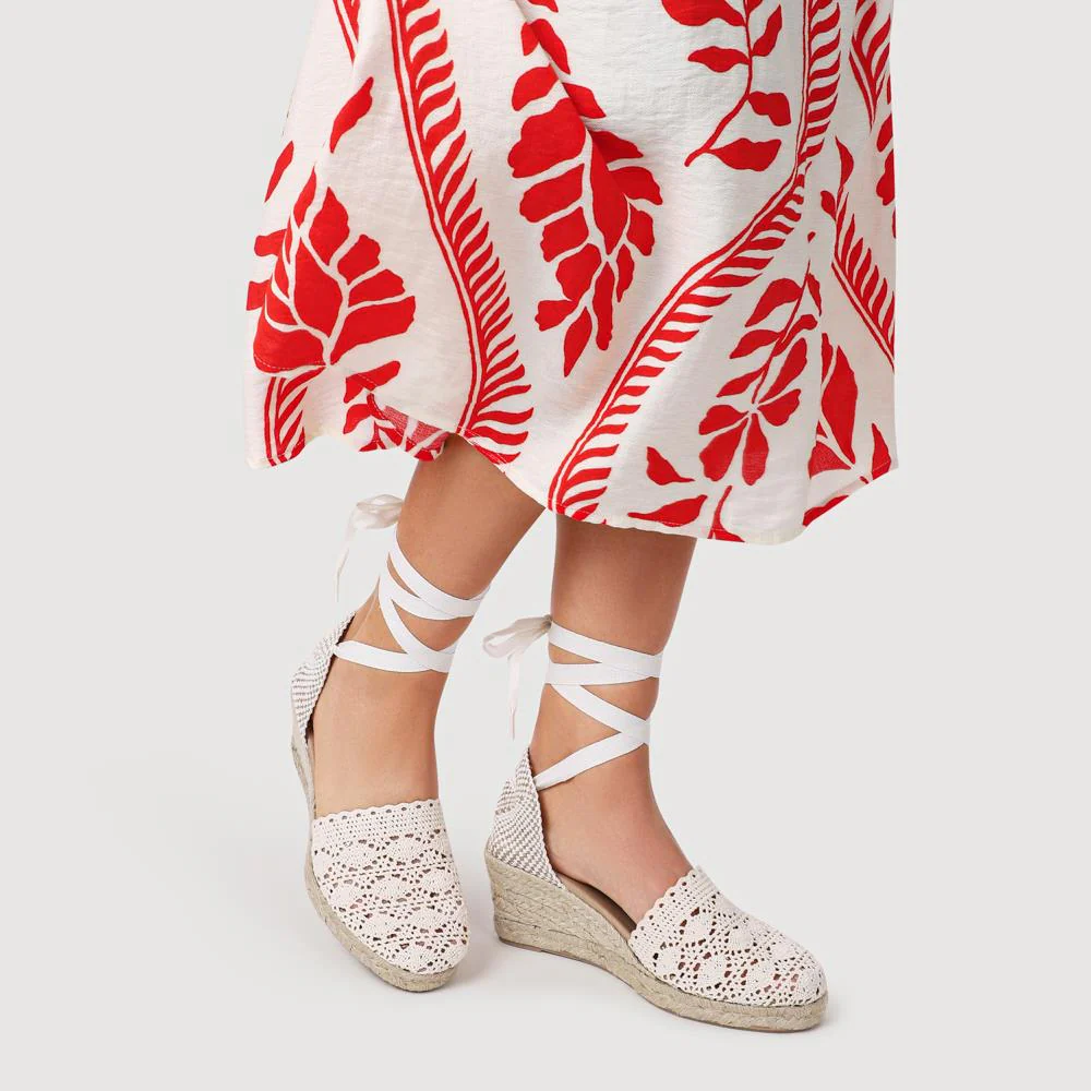 Single Lace Wedge Sandals - LOLLA41000 / 327 578 - Natural - Image 2