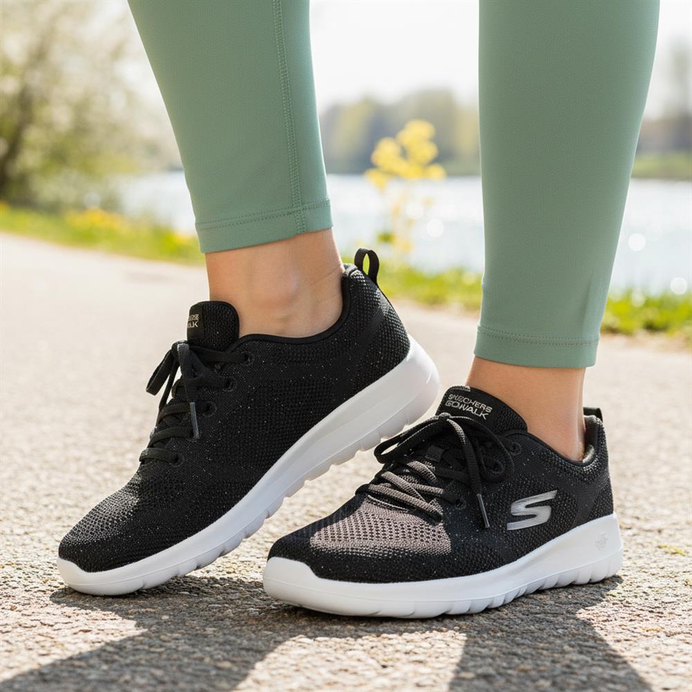 Skechers Air Cooled Lace Up Trainers - SKE43022 / 328 831 - Black - Image 2