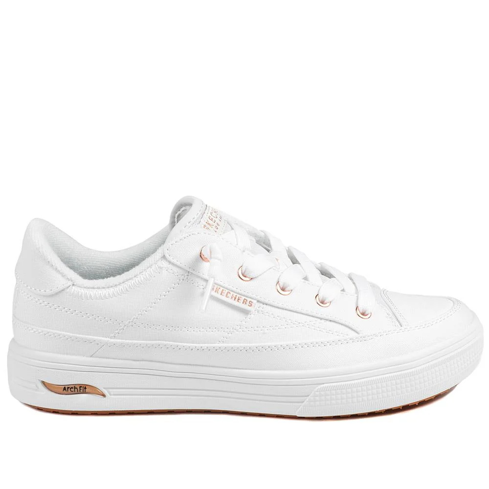 Skechers Arch Fit Arcade Lace Up Trainers - SKE43520 / 328 732 - White - Image 3