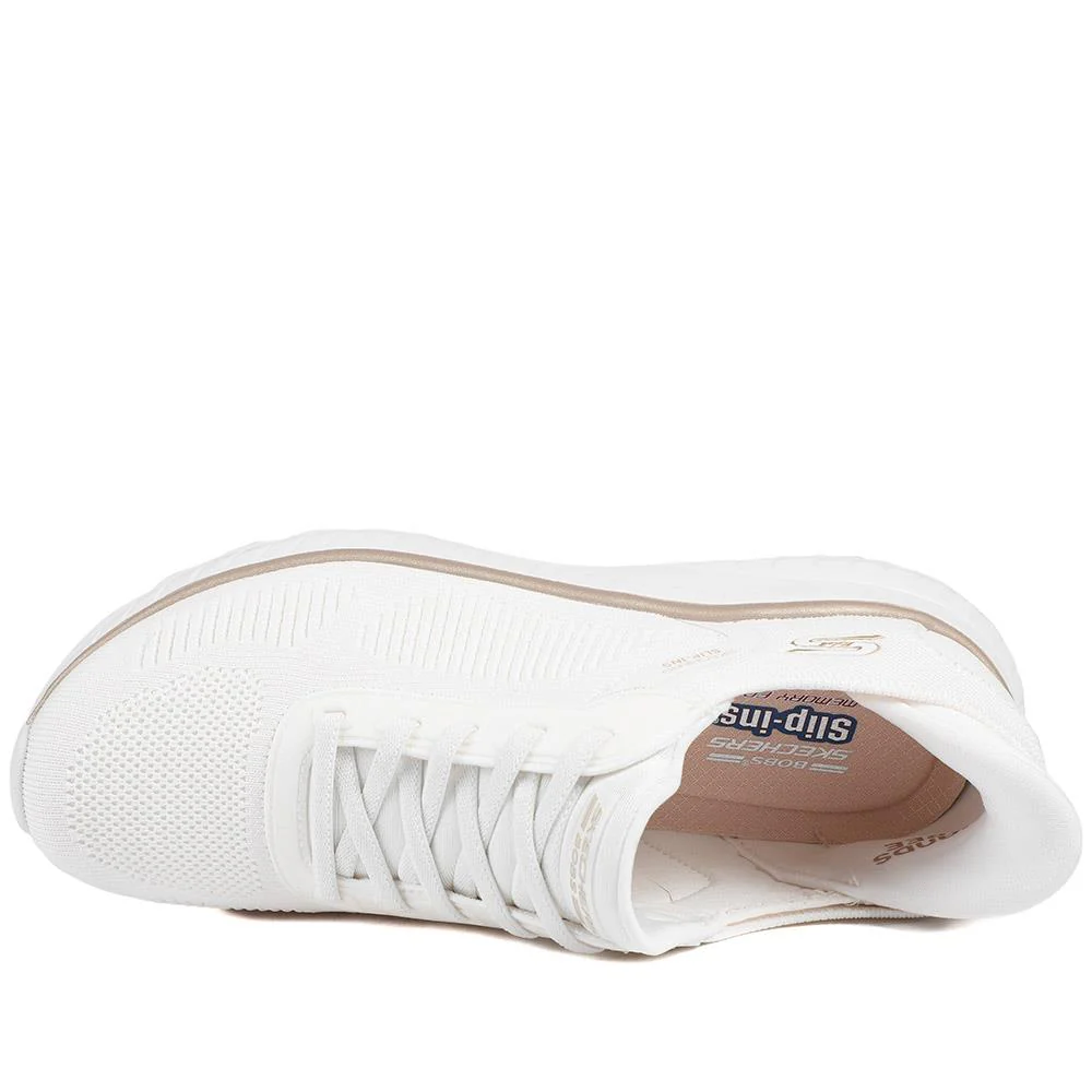 Skechers BOBS Squad Chaos Current-Muse Trainers - SKE43517 / 328 733 - White-Gold - Image 5