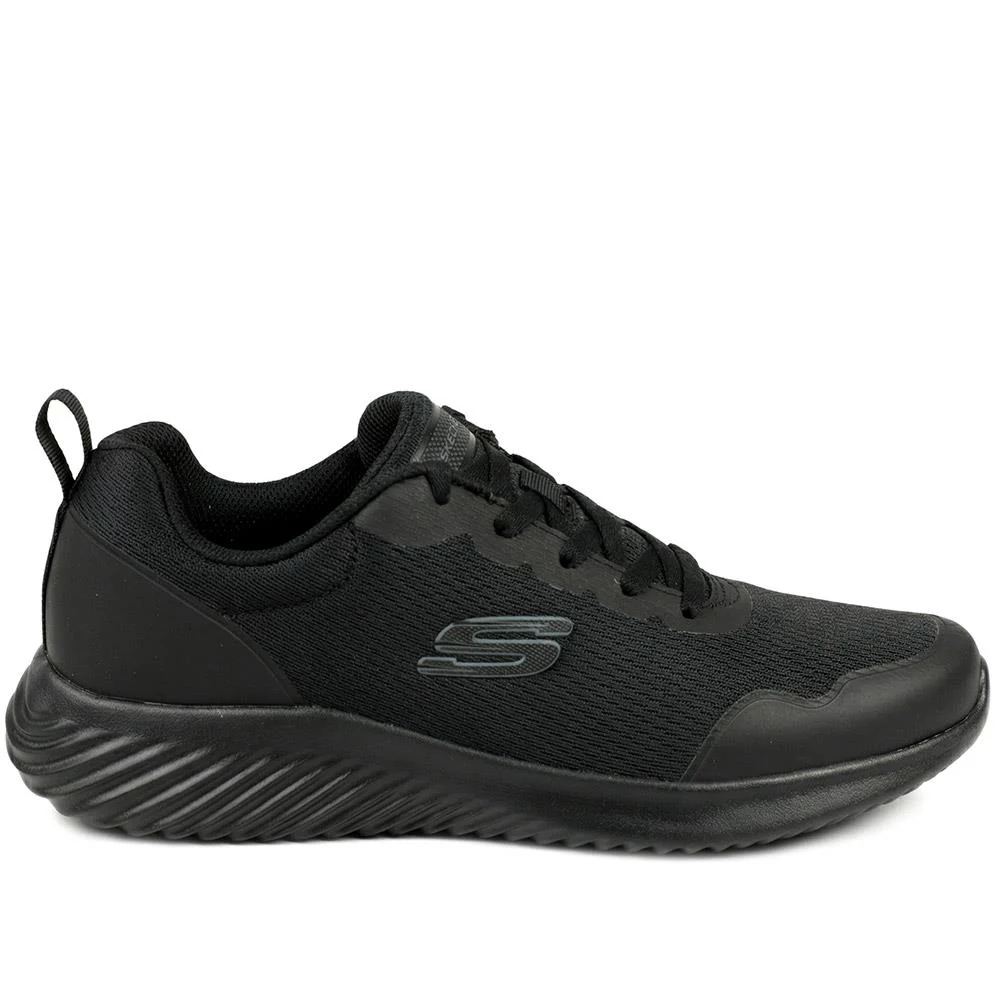 Skechers Bounder Arcadia Lace Up Trainers - SKE43049 / 328 705 - Black-Black - Image 2