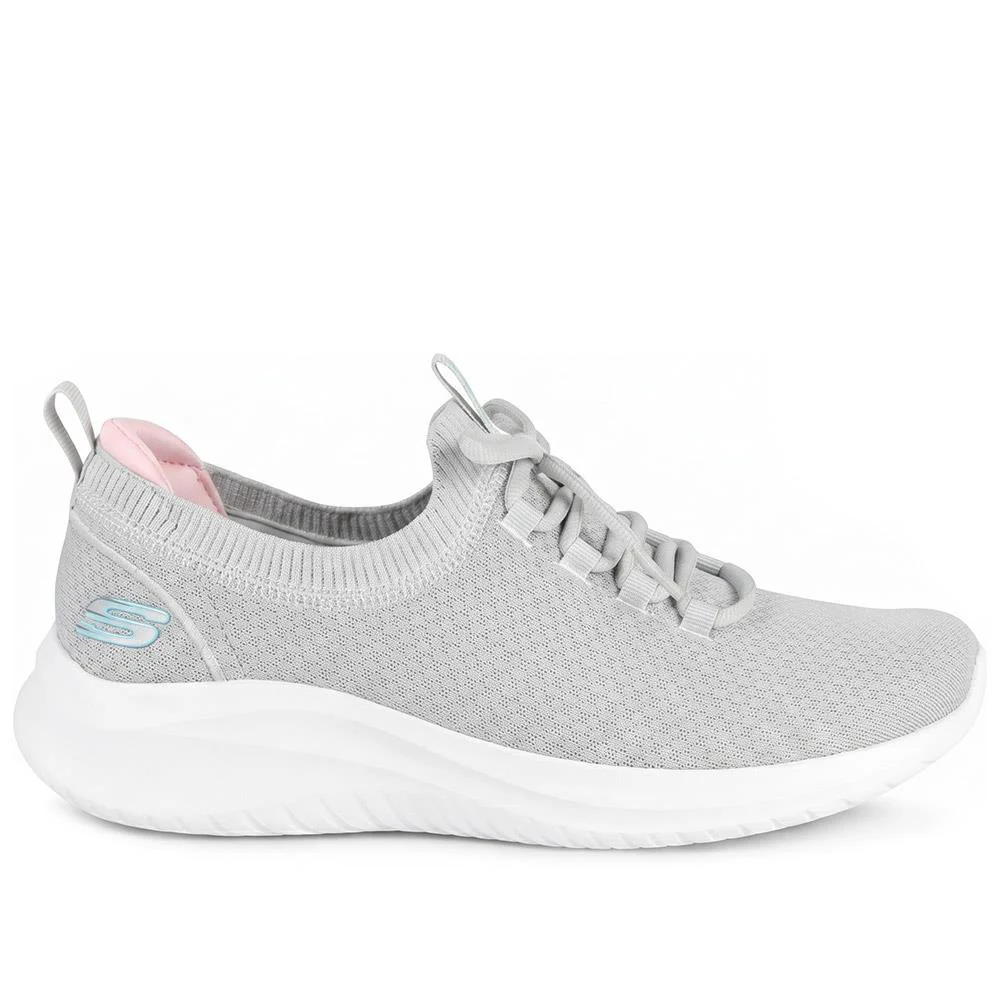 Skechers Breathable Lace Up Trainers - SKE43014 / 328 680 - Light Grey - Image 2