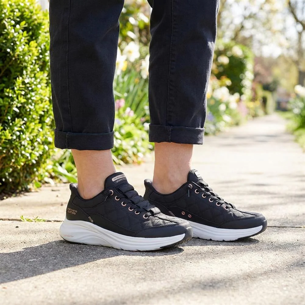 Skechers Contour Foam Trainers - SKE43515 / 328 736 - Black-Rose Gold - Image 2