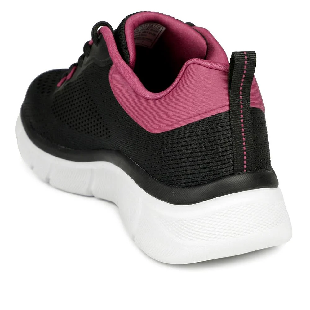 Skechers Cushioned Lace Up Trainers - SKE43017 / 328 683 - Black-Pink - Image 3