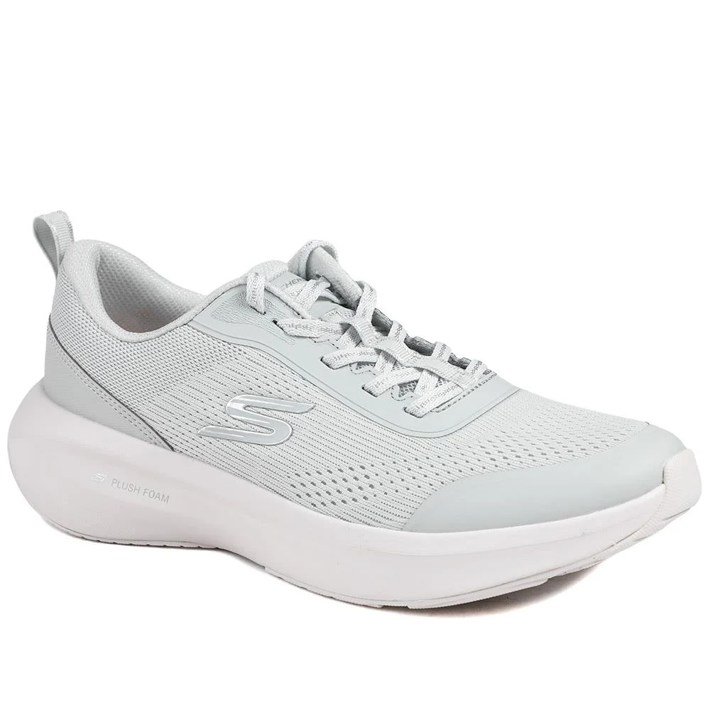Skechers Lace Up Plush Foam® Trainers - SKE43516 / 328 737 - Grey-Pink