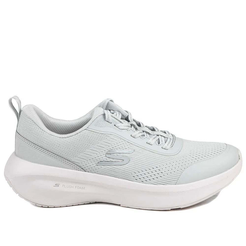Skechers Lace Up Plush Foam® Trainers - SKE43516 / 328 737 - Grey-Pink - Image 3