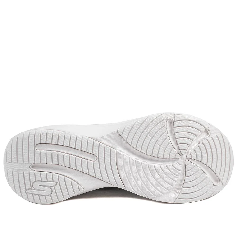 Skechers Lace Up Plush Foam® Trainers - SKE43516 / 328 737 - Grey-Pink - Image 6