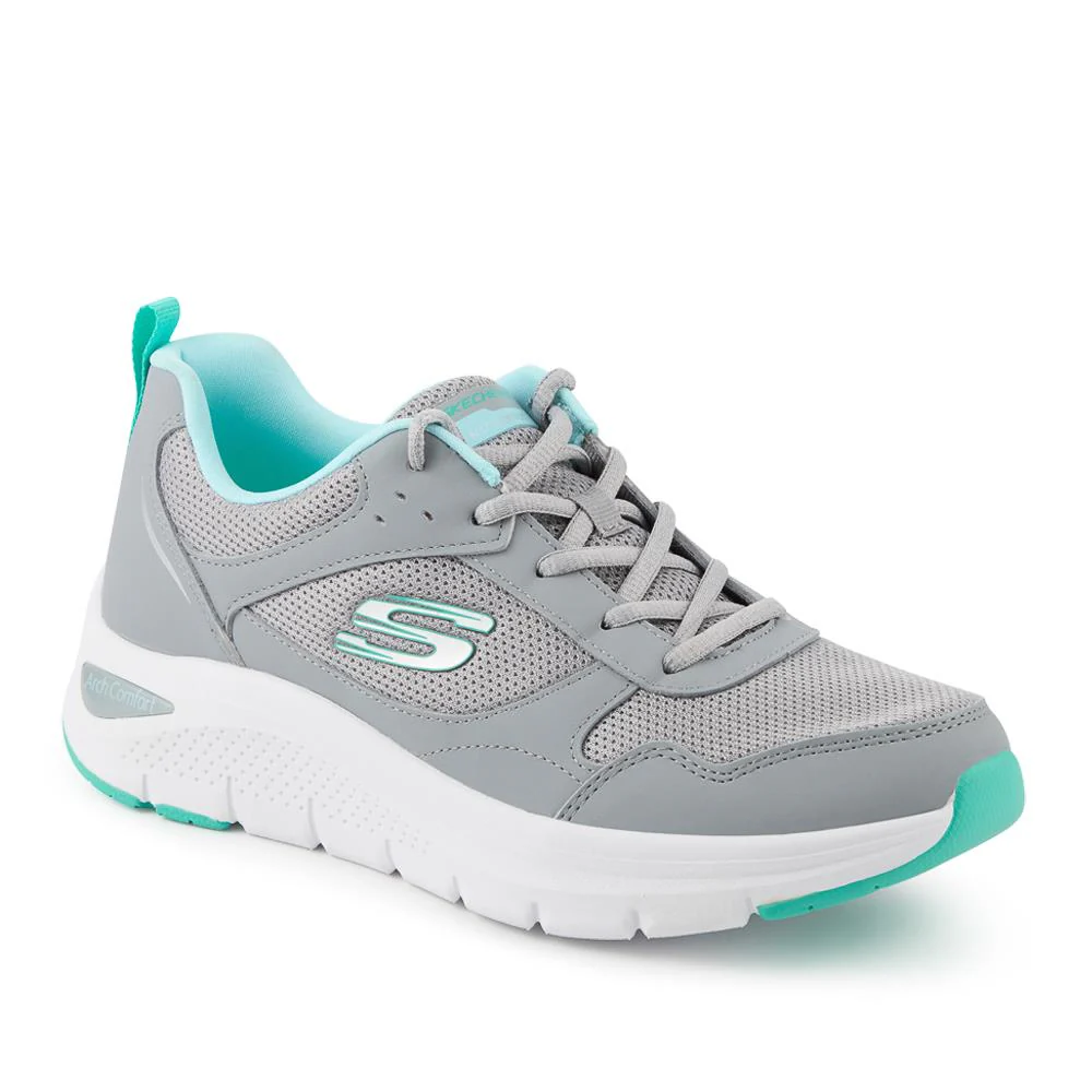 Skechers Memory Foam Lace Up Trainers - SKE42043 / 327 758 - Light Grey
