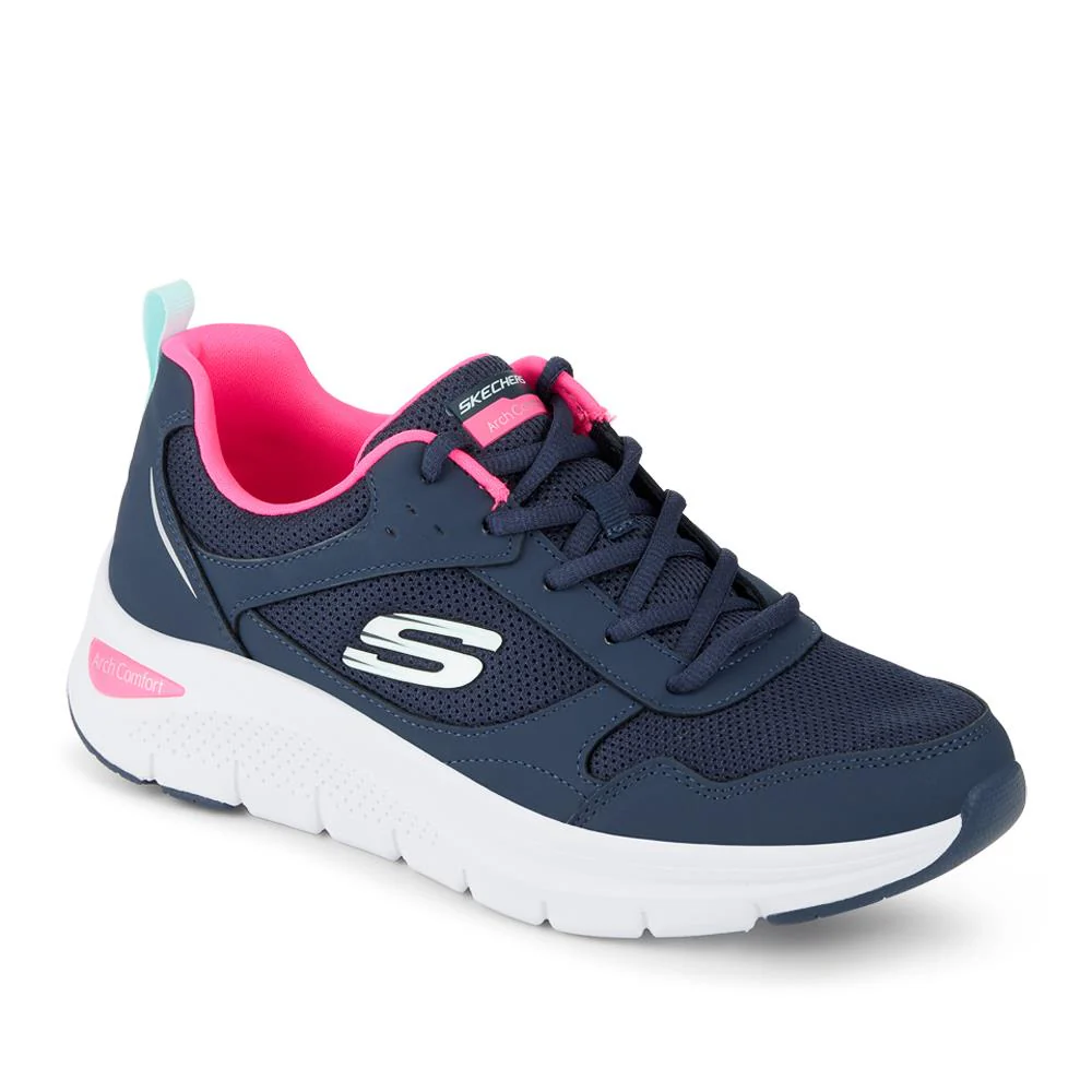 Skechers Memory Foam Lace Up Trainers - SKE42043 / 327 758 - Navy-Pink