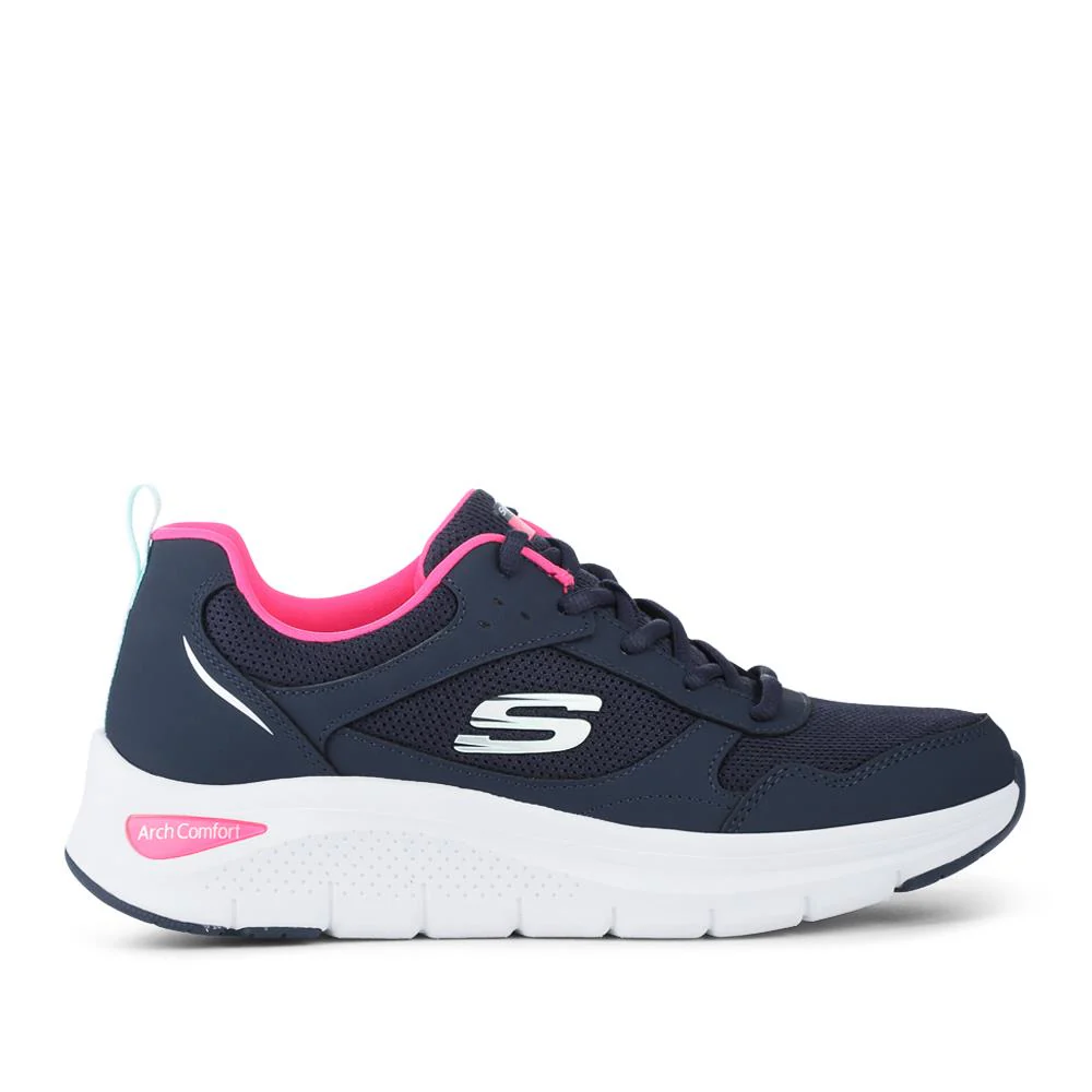 Skechers Memory Foam Lace Up Trainers - SKE42043 / 327 758 - Navy-Pink - Image 2