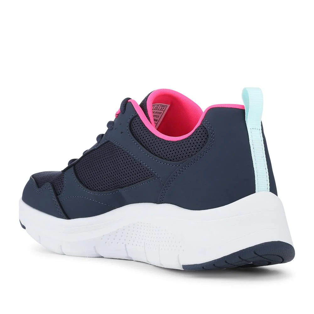 Skechers Memory Foam Lace Up Trainers - SKE42043 / 327 758 - Navy-Pink - Image 3