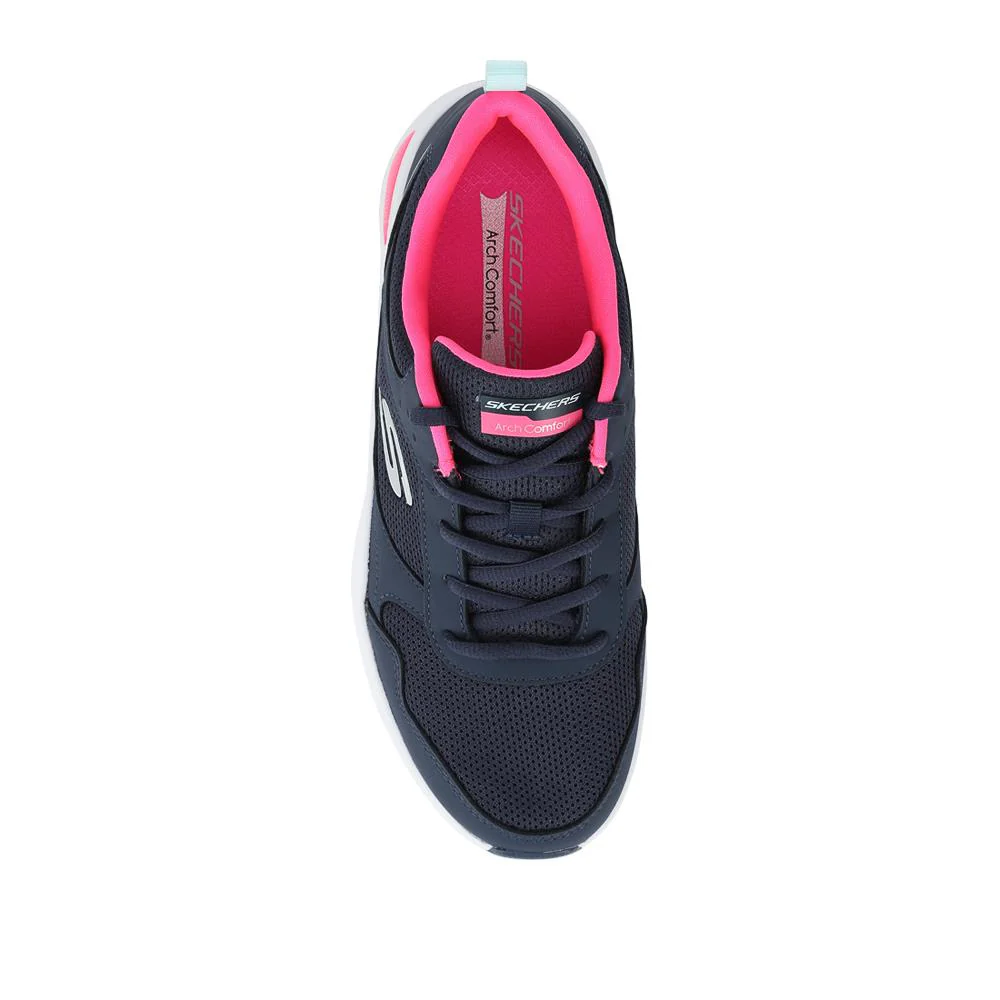 Skechers Memory Foam Lace Up Trainers - SKE42043 / 327 758 - Navy-Pink - Image 4