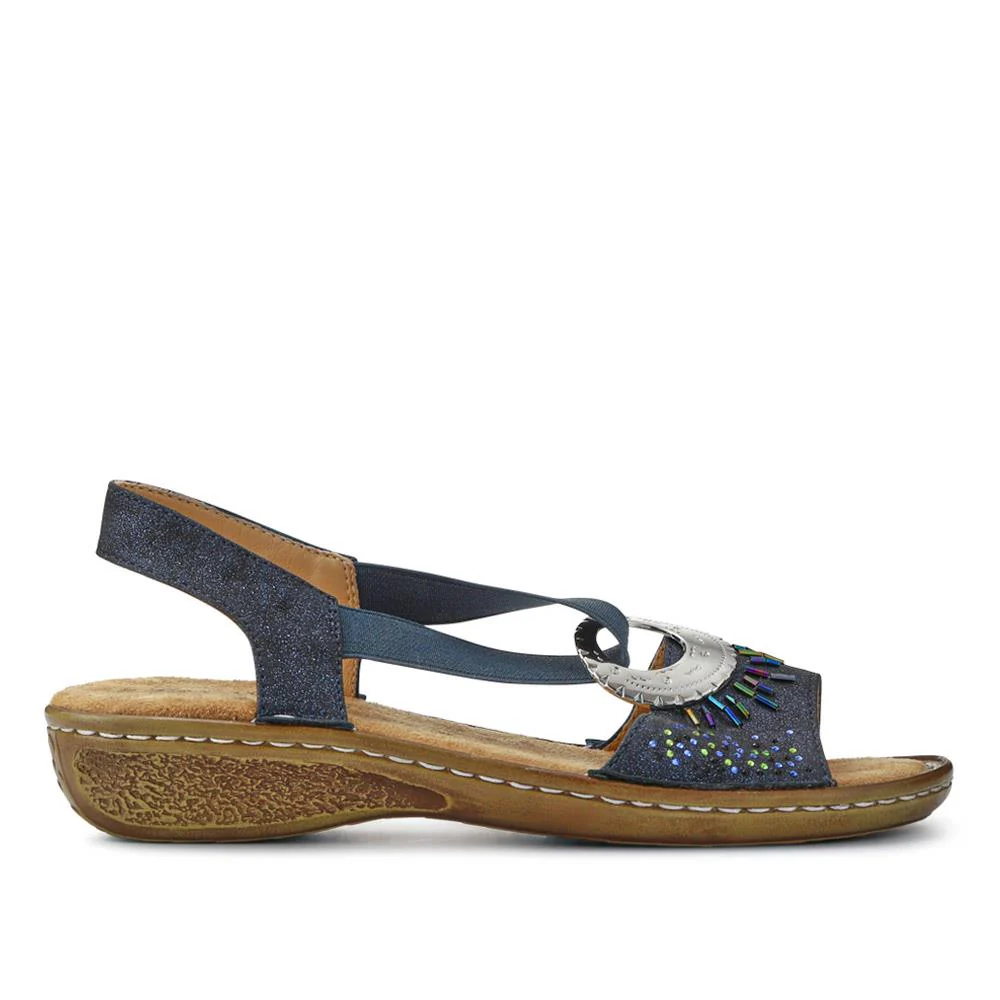 Sleek Elasticated Sandals - WBINS41047 / 327 107 - Navy - Image 2
