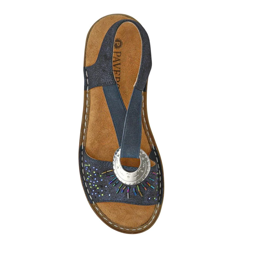 Sleek Elasticated Sandals - WBINS41047 / 327 107 - Navy - Image 4