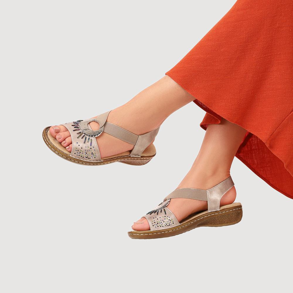 Sleek Elasticated Sandals - WBINS41047 / 327 107 - Pewter - Image 5