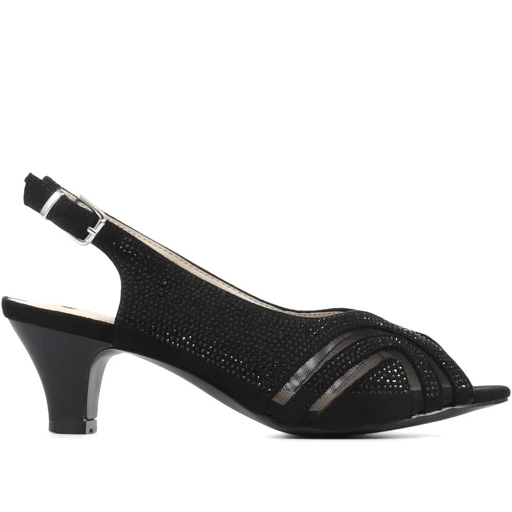 Sling-Back Evening Heels - WBINS35150 / 321 832 - Black - Image 2