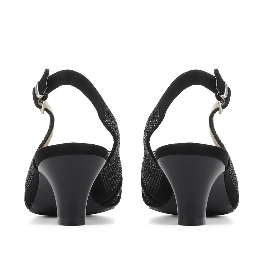 Sling-Back Evening Heels - WBINS35150 / 321 832 - Black - Image 3