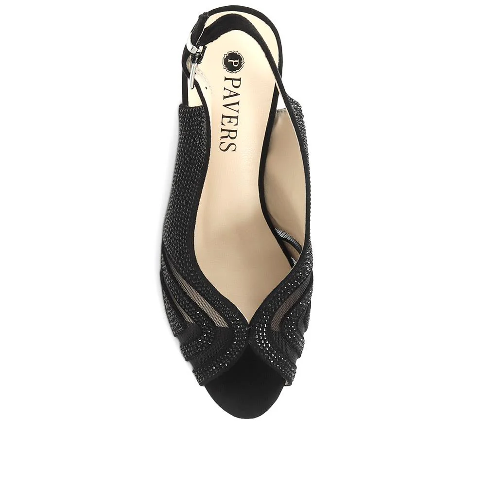 Sling-Back Evening Heels - WBINS35150 / 321 832 - Black - Image 4