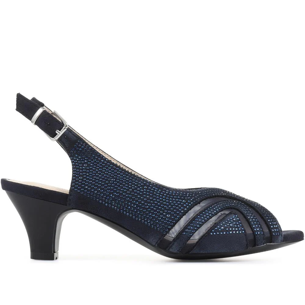 Sling-Back Evening Heels - WBINS35150 / 321 832 - Navy - Image 2