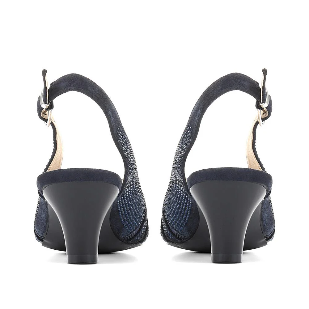 Sling-Back Evening Heels - WBINS35150 / 321 832 - Navy - Image 3