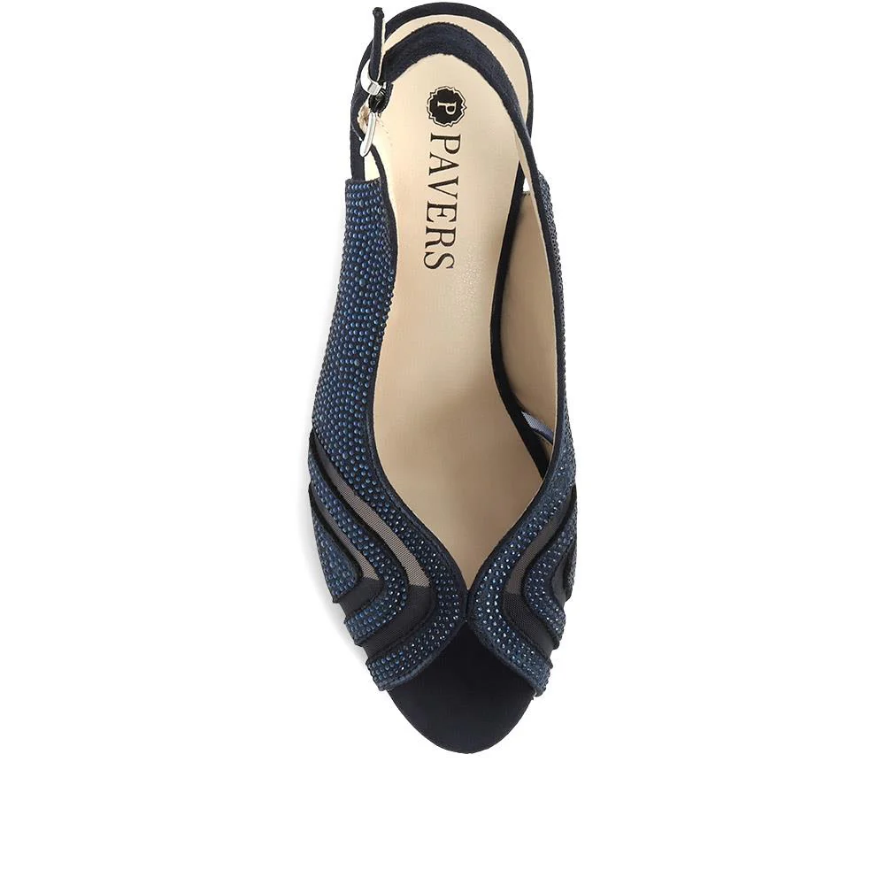 Sling-Back Evening Heels - WBINS35150 / 321 832 - Navy - Image 4