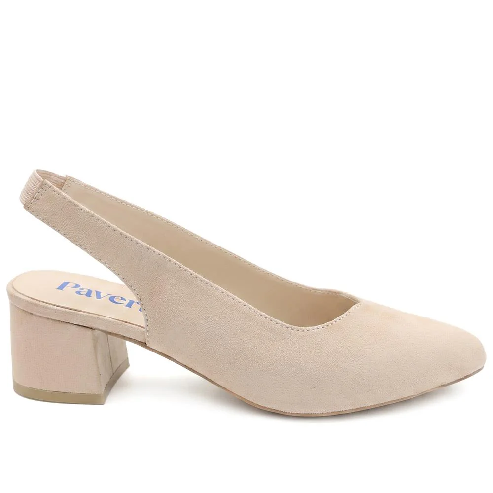 Slingback Block Heel Court Shoes - WBINS43011 / 329 177 - Beige - Image 2