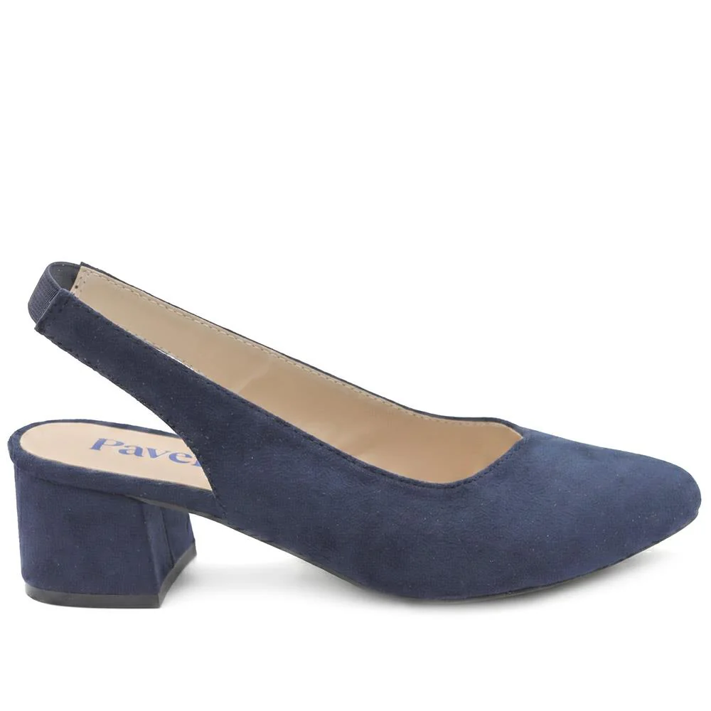 Slingback Block Heel Court Shoes - WBINS43011 / 329 177 - Navy - Image 2