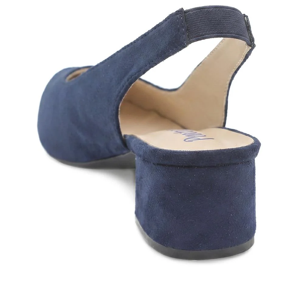 Slingback Block Heel Court Shoes - WBINS43011 / 329 177 - Navy - Image 3