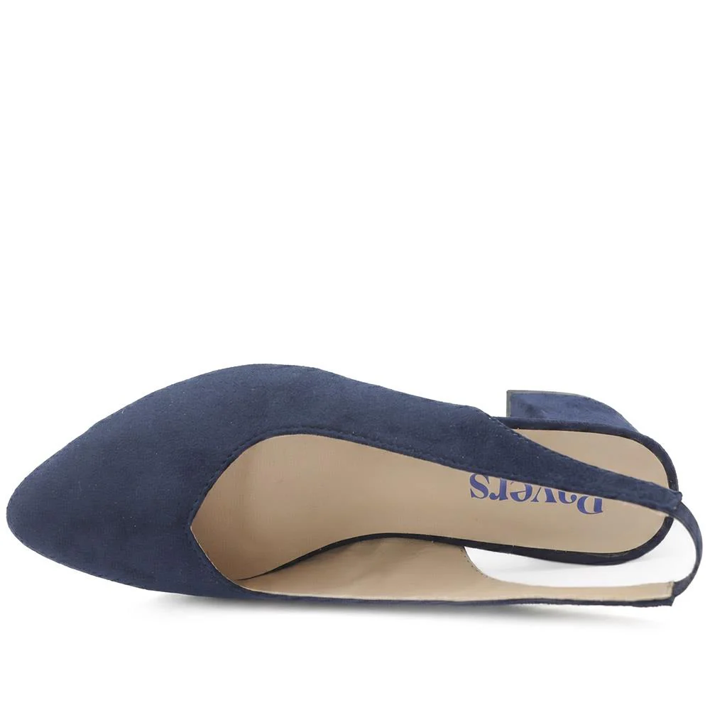 Slingback Block Heel Court Shoes - WBINS43011 / 329 177 - Navy - Image 4