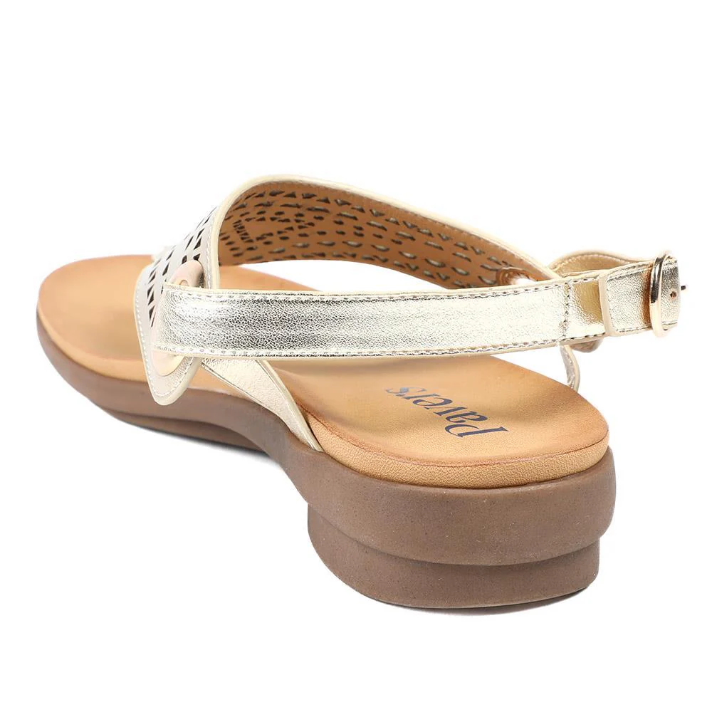 Slingback Toe Post Sandals - BAIZH43047 / 329 112 - Gold - Image 3