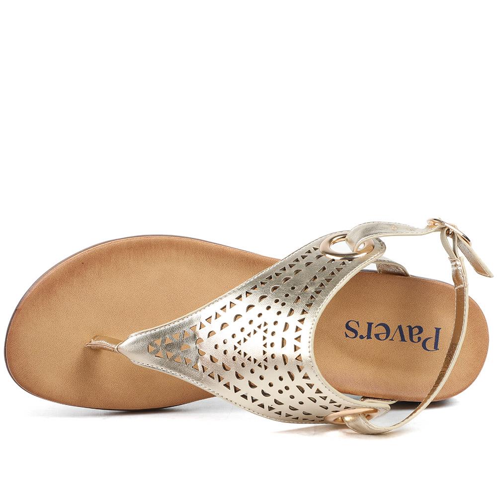 Slingback Toe Post Sandals - BAIZH43047 / 329 112 - Gold - Image 4