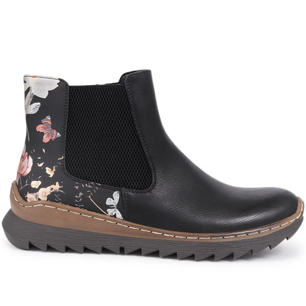 Slip-On Ankle Boots - PINYI40001 / 326 031 - Black Floral - Image 2