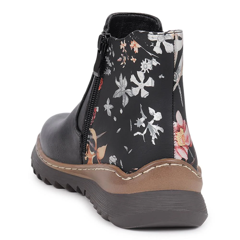 Slip-On Ankle Boots - PINYI40001 / 326 031 - Black Floral - Image 3