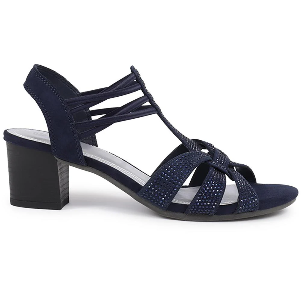 Slip-On Block-Heeled Sandals - PLAN39001 / 325 340 - Navy - Image 2