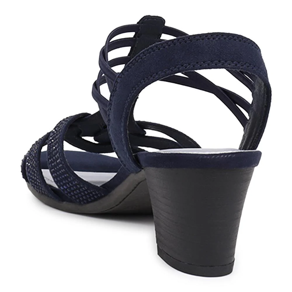 Slip-On Block-Heeled Sandals - PLAN39001 / 325 340 - Navy - Image 3