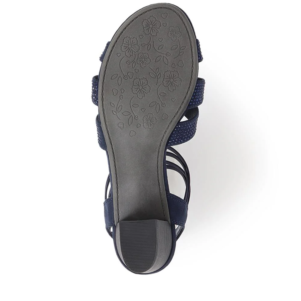 Slip-On Block-Heeled Sandals - PLAN39001 / 325 340 - Navy - Image 4