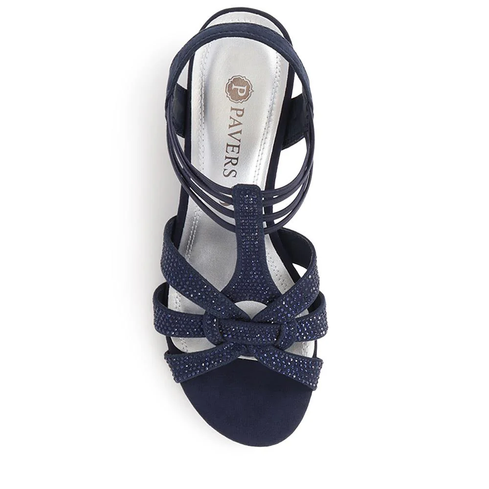 Slip-On Block-Heeled Sandals - PLAN39001 / 325 340 - Navy - Image 5