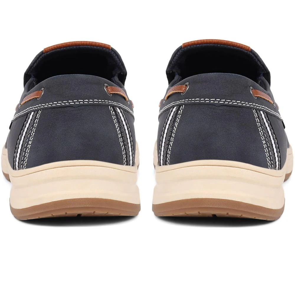 Wide Fit Slip On Boat Shoes - CHANG39007 / 324 985 - Navy - Image 3