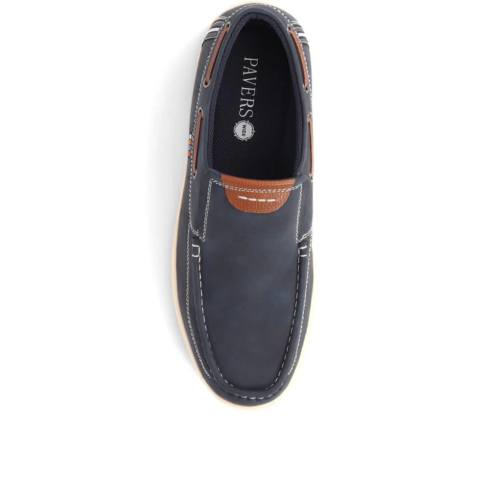 Wide Fit Slip On Boat Shoes - CHANG39007 / 324 985 - Navy - Image 5
