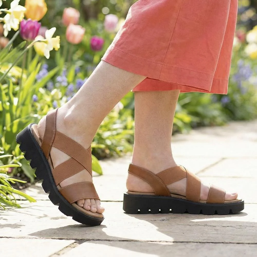 Slip On Chunky Sandals - BAIZH39011 / 325 194 - Tan - Image 2